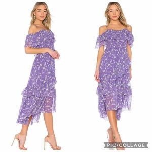 ULLA JOHNSON Penninah Ruffled Floral Silk-georgette Coquette Midi Dress Size 6